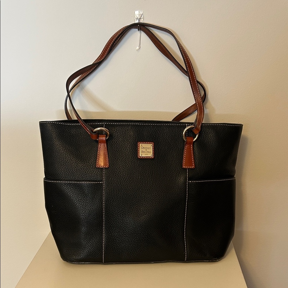 Dooney & Bourke Black Tote with Brown Accents